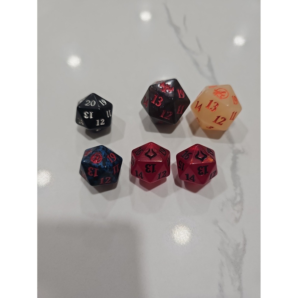 Lot of 6 Assorted Set Symbol Magic The Gathering Mixed D20 Spindown + Oversized